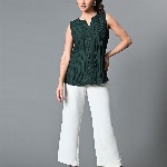 The Roadster Life Co. Women Self Design V-Neck Polyester Top