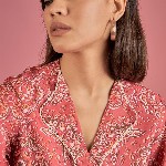 DressBerry Women Printed Lapel Collar Top