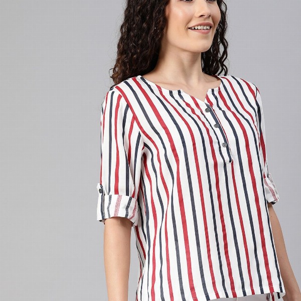 HERE&NOW White Striped Shirt Style Top