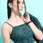 Tokyo Talkies Ethnic Motifs Printed Jacquard Cami Top With Jacket