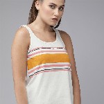 Roadster White  Yellow Striped Tank Top