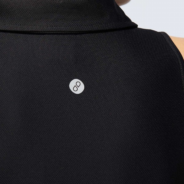 CAVA Women Black Techpique Sleeveless Polo Top