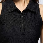 CAVA Women Black Techpique Sleeveless Polo Top