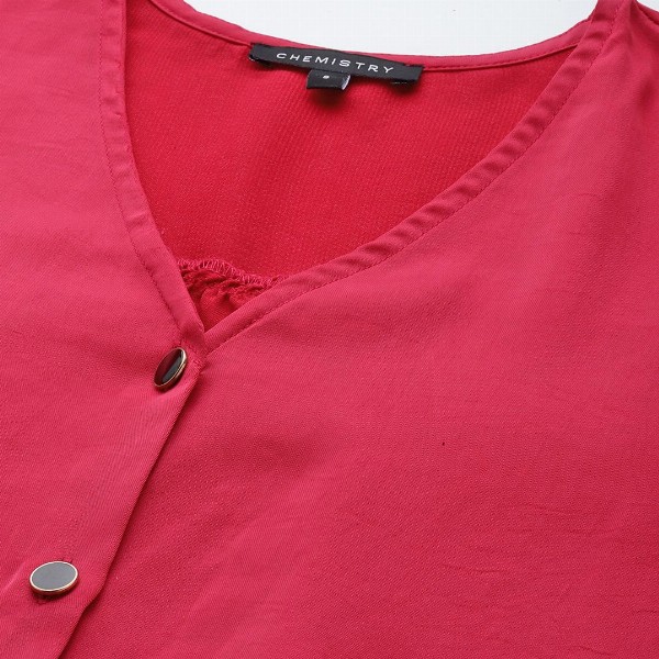 Chemistry V-Neck Shirt Style Satin Top