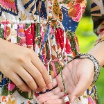 Rain & Rainbow Floral Printed Bell Sleeve Cotton Empire Top