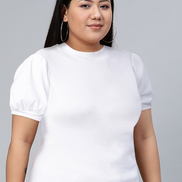 Roadster Women White Ribbed Pure Cotton Top