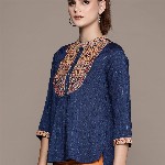 aarke Ritu Kumar Geometric Embroidered Mandarin Collar Top