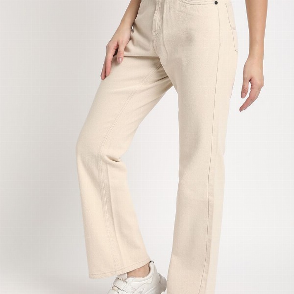 The Roadster Lifestyle Co Women Pure Cotton High rise Bootcut No Fade Jeans