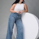Miss Chase A+ Women Wide Leg High-Rise Light Fade Stretchable Jeans