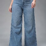 Miss Chase A+ Women Wide Leg High-Rise Light Fade Stretchable Jeans