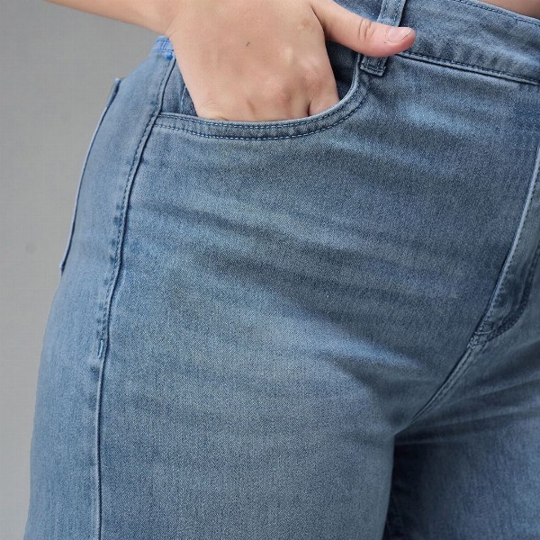 Miss Chase A+ Women Wide Leg High-Rise Light Fade Stretchable Jeans