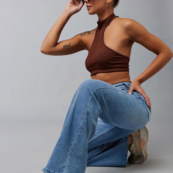 DOLCE CRUDO Wide-Leg High-Rise Regular-Length Stretchable Shaping Denim Jeans