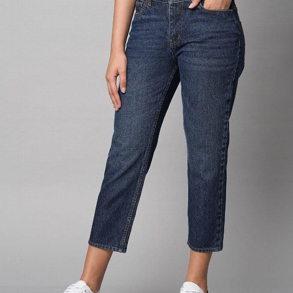 Chemistry Denim Mid Rise Straight Leg Whiskers Jeans