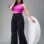 Miss Chase A+ Women Wide Leg High-Rise Stretchable Jeans