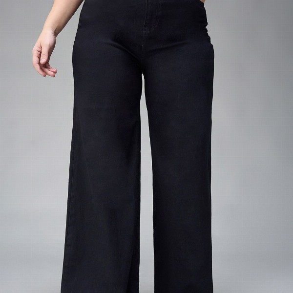 Miss Chase A+ Women Wide Leg High-Rise Stretchable Jeans