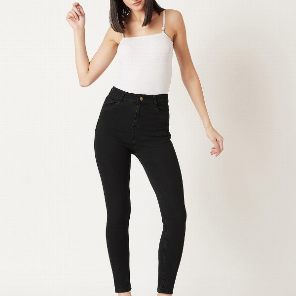 Miss Chase Women Black Skinny Fit High-Rise Clean Look Jeans