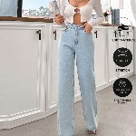 NUCOUTHS Women Comfort Wide Leg Stretchable Jeans