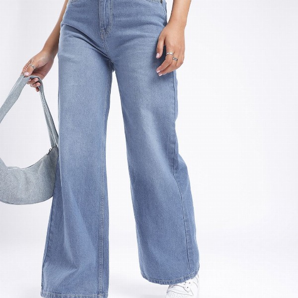 glitchez Women Wide Leg Light Fade Jeans