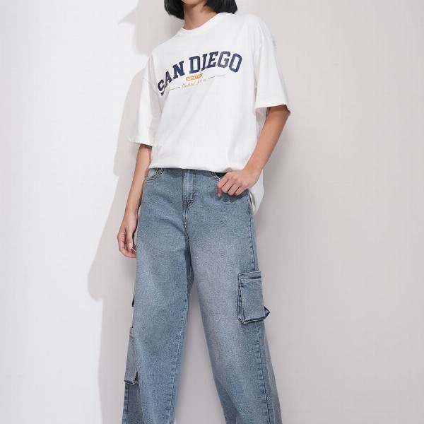 Street By Tokyo Talkies Women Wide Leg Light Fade Stretchable Jeans