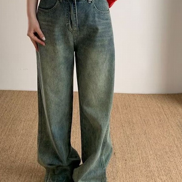 StyleCast Women Wide Leg High-Rise Heavy Fade Denim Jeans