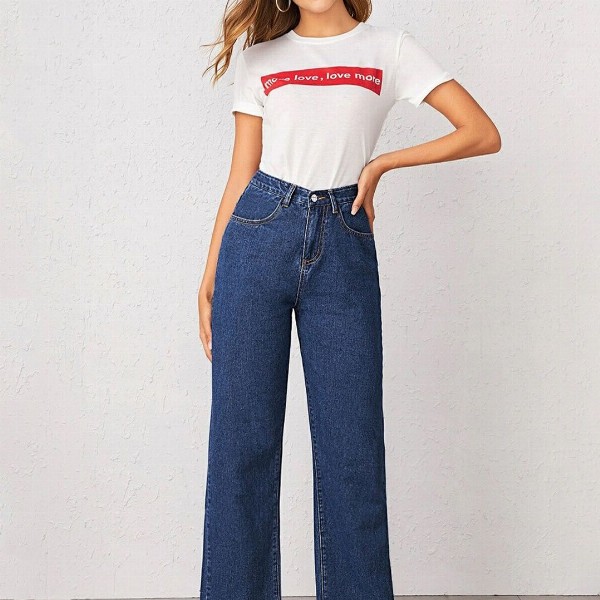 Kotty Women Navy Blue Jean Straight Fit High-Rise Stretchable Jeans