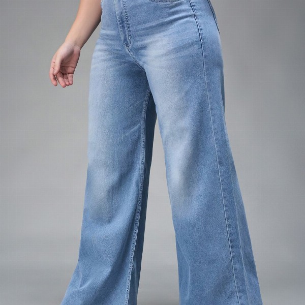 Miss Chase A+ Women Wide Leg High-Rise Stretchable Jeans