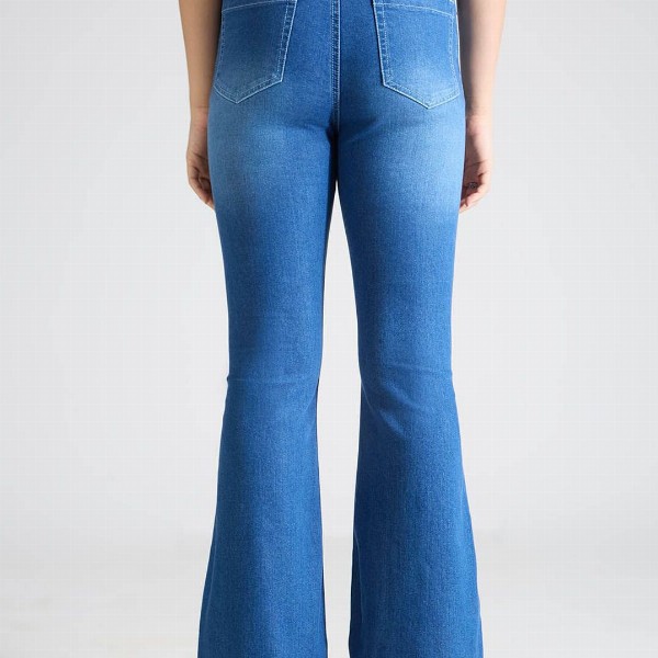 TARAMA Women Flared High Rise Clean Look Light Fade Stretchable Jeans