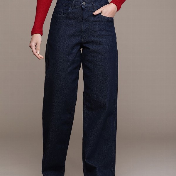 The Roadster Life Co. Women Wide Leg High-Rise Stretchable Jeans