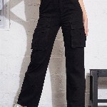 SASSAFRAS Women Straight Fit High-Rise Clean Look Pure Cotton Cargo Jeans