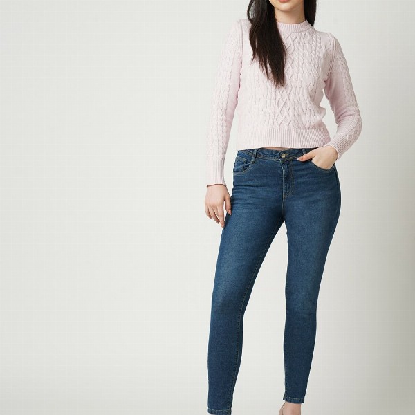 Kraus Jeans Women Skinny Fit Mid-Rise Light Fade Jeans