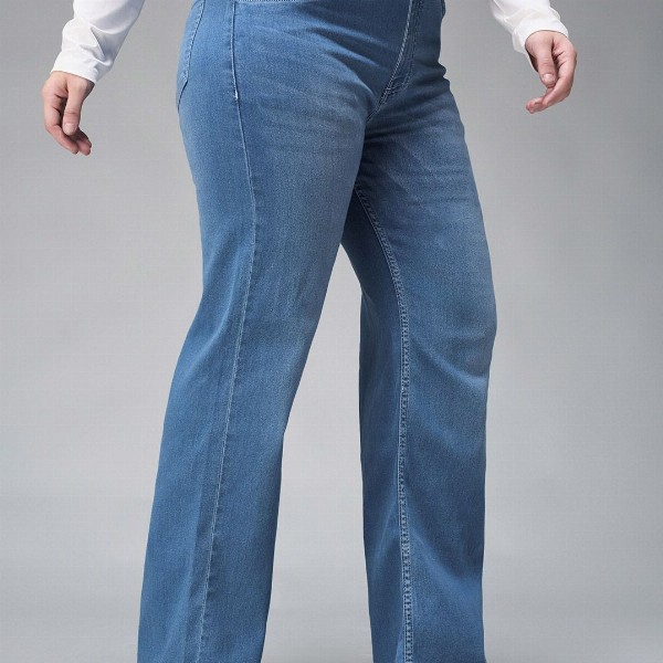 Miss Chase A+ Women Plus Size Wide Leg Light Fade Stretchable Jeans