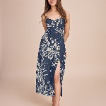 HOUSE OF MIRA Women Floral Printed Cotton Empire Midi Dress