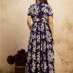 PURSHOTTAM WALA Floral Printed Mandarin Collar A-Line Maxi Dress