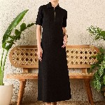 Uptownie Stretchable Front Zip-up Midi Dress