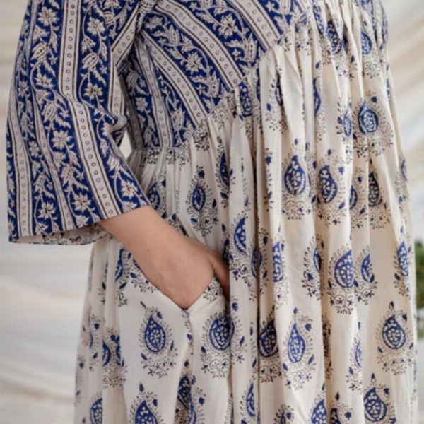 THE INDIAN ETHNIC CO Women Floral Print A-Line Midi Dress