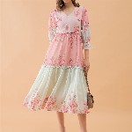 OCTICS Women Floral Print Georgette Fit & Flare Dress