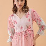 OCTICS Women Floral Print Georgette Fit & Flare Dress