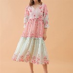 OCTICS Women Floral Print Georgette Fit & Flare Dress