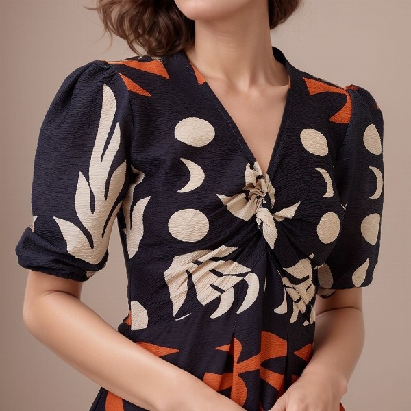 DressBerry Women  Print Crepe A-Line Midi Dress