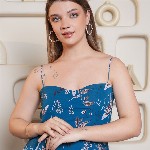 PURVAJA Women Floral Printed Layered Georgette Fit & Flare Midi Dress