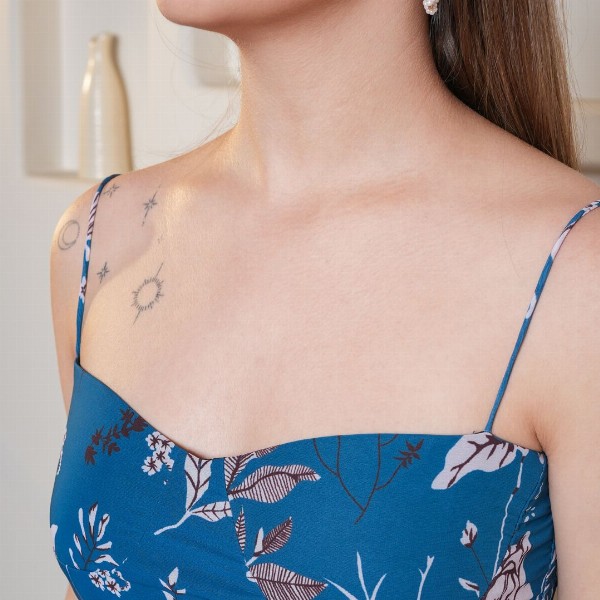 PURVAJA Women Floral Printed Layered Georgette Fit & Flare Midi Dress