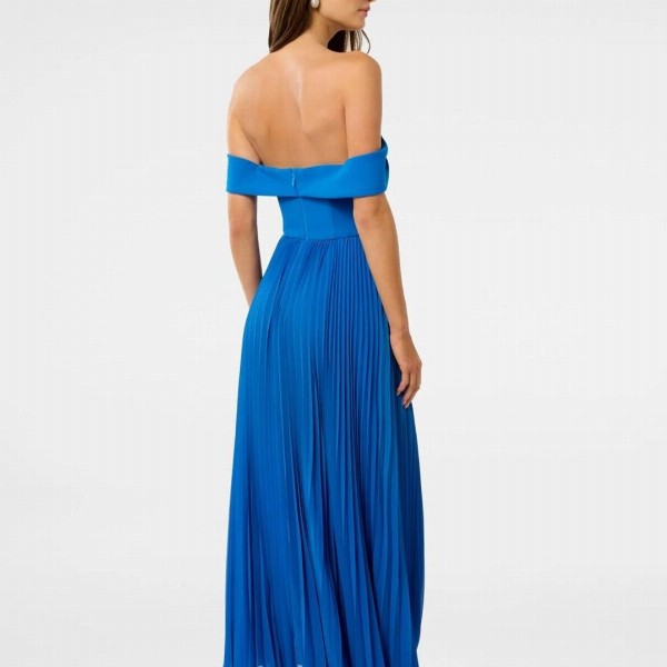 Forever New Women Off-Shoulder Accordion Pleats A-Line Midi Dress