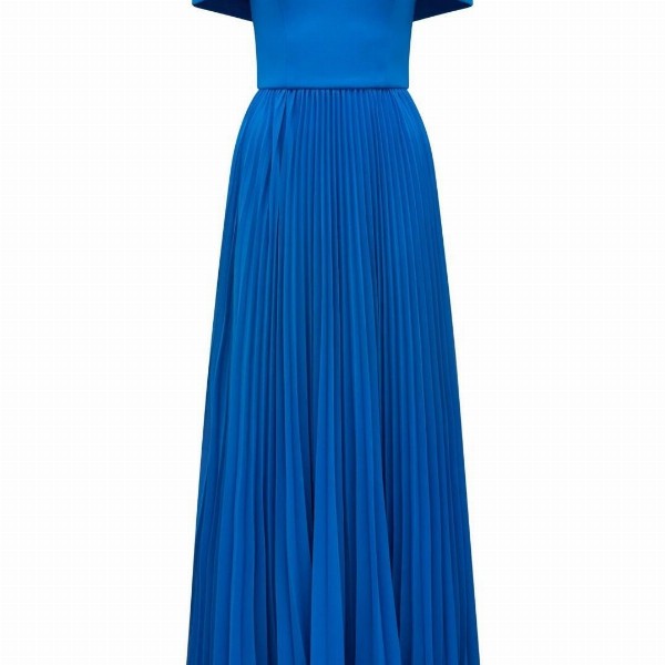 Forever New Women Off-Shoulder Accordion Pleats A-Line Midi Dress
