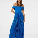 Forever New Women Off-Shoulder Accordion Pleats A-Line Midi Dress