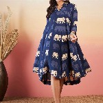 InWeave Conversational Printed Fit & Flare Dress