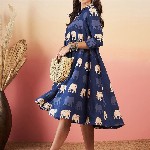 InWeave Conversational Printed Fit & Flare Dress