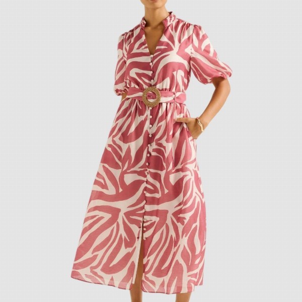 Forever New Women Printed Puff Sleeve Midi Dress