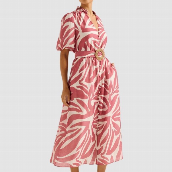 Forever New Women Printed Puff Sleeve Midi Dress