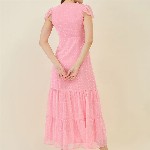 aayu Georgette Self Design A-Line Maxi Tiered Dress