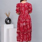 DAMMODE Women Cotton Floral Printed Empire Maxi Dress